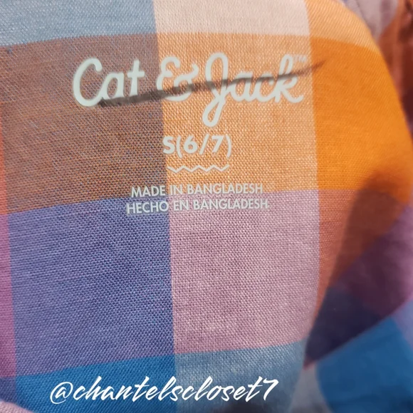 🏷2 For $20!!🏷NWT!! Cat&Jack Brand Plaid Button-Up Long Sleeve Top - Small(6/7) - Picture 8 of 9